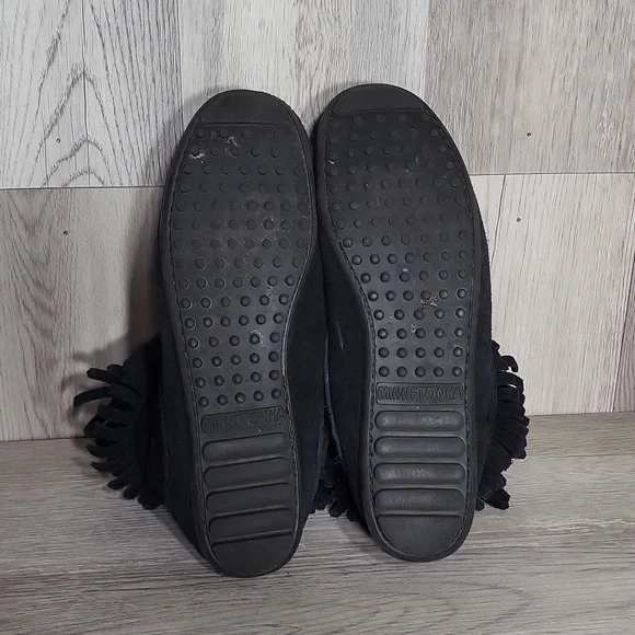 Minnetonka Womens 11 Double Fringe Suede Zip Boots Moccasin Style Southwestern - Picture 6 of 9